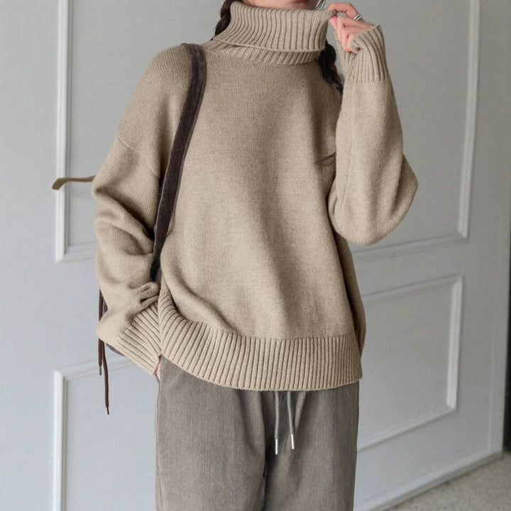 Damer Mode Rullkragepullover med Oversized-passform och fin struktur Eva Jonsson-Eva Jonsson