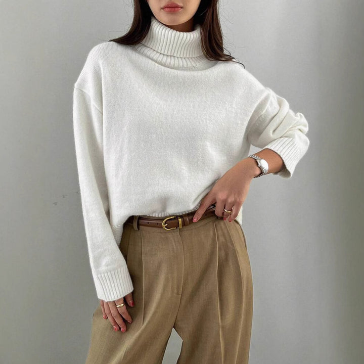 Damer Mode Rullkragepullover med Oversized-passform och fin struktur Eva Jonsson-Eva Jonsson