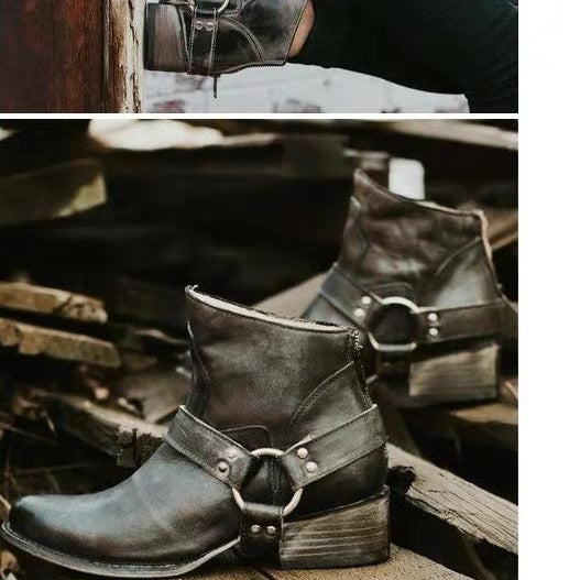 Damer Mode Stövletter med rustik design och dekorativ rem Mirla-Eva Jonsson