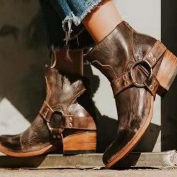 Damer Mode Stövletter med rustik design och dekorativ rem Mirla-Eva Jonsson