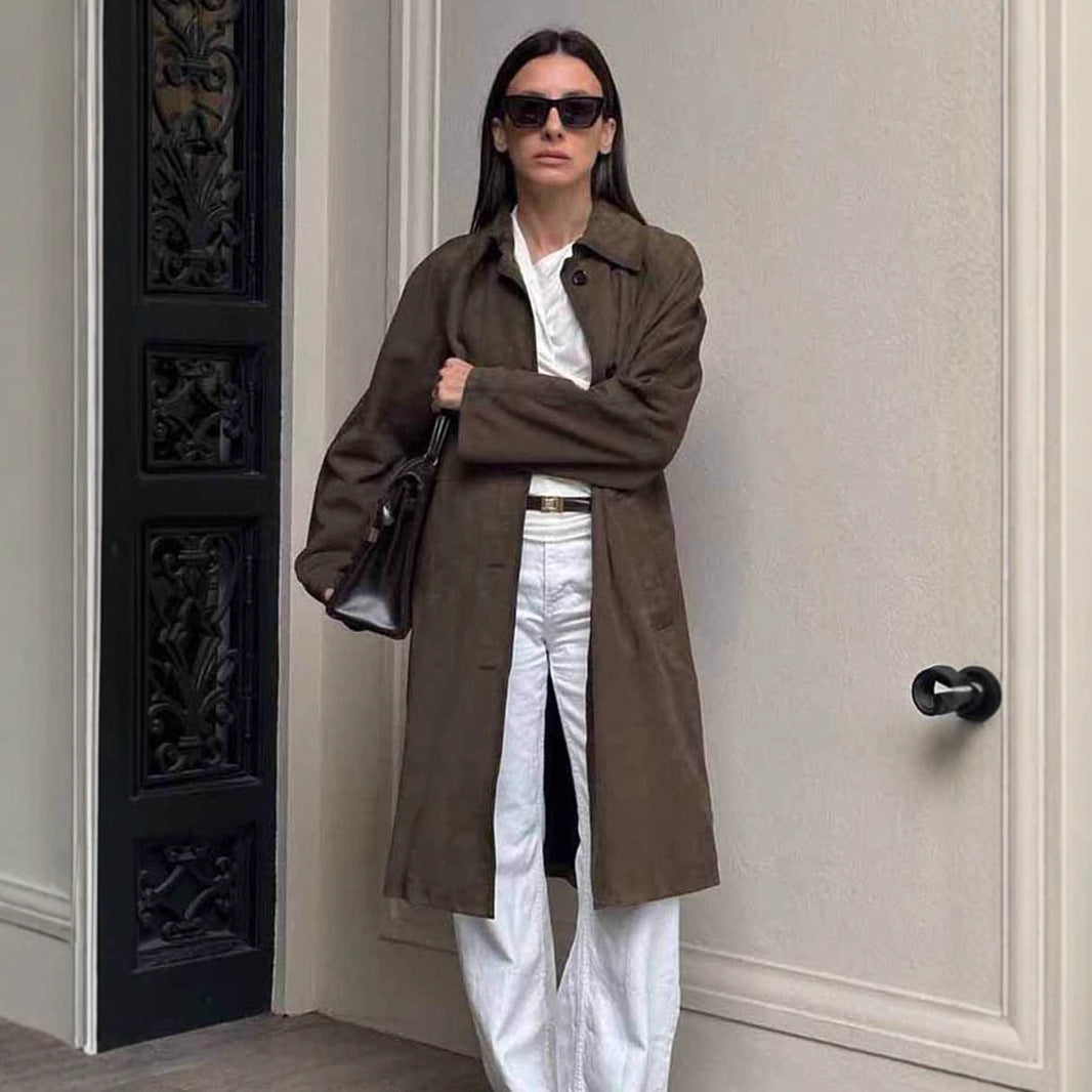 Damer Mode Trenchcoat Jacka med avslappnad passform och praktiska fickor Eva Jonsson-Eva Jonsson