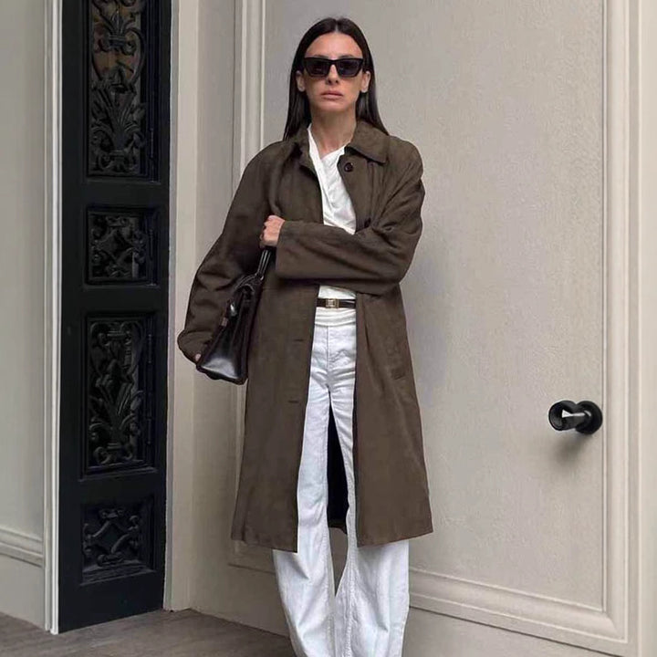 Damer Mode Trenchcoat Jacka med avslappnad passform och praktiska fickor Eva Jonsson-Eva Jonsson