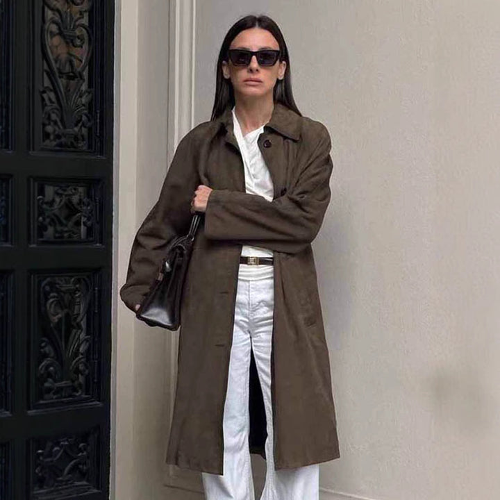 Damer Mode Trenchcoat Jacka med avslappnad passform och praktiska fickor Eva Jonsson-Eva Jonsson