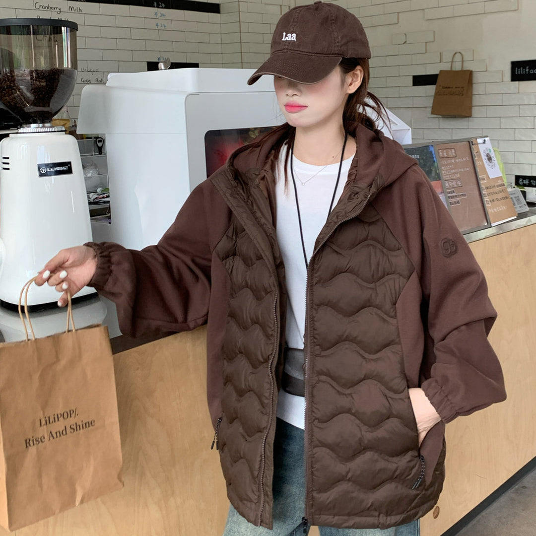 Damer Mode quiltad hybridjacka med huva och praktiska fickor Eva Jonsson-Eva Jonsson