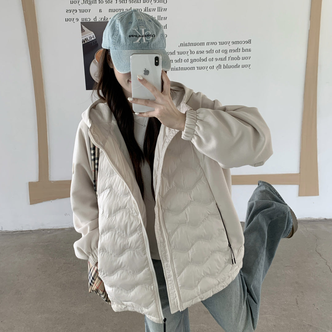 Damer Mode quiltad hybridjacka med huva och praktiska fickor Eva Jonsson-Eva Jonsson