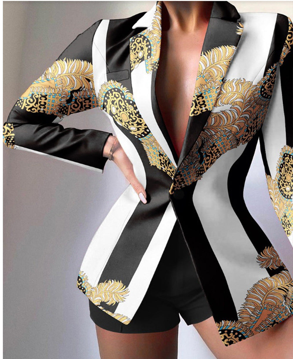 Damer Moded Blazer med leopardmönster och figursydd skärning Mirla-Eva Jonsson