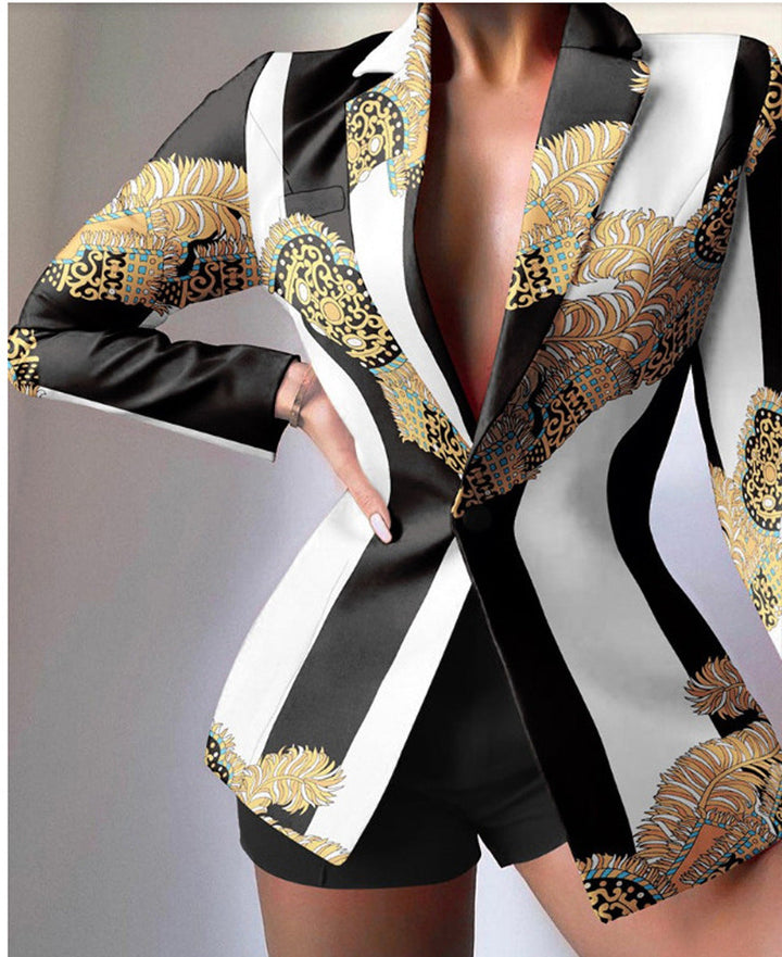 Damer Moded Blazer med leopardmönster och figursydd skärning Mirla-Eva Jonsson