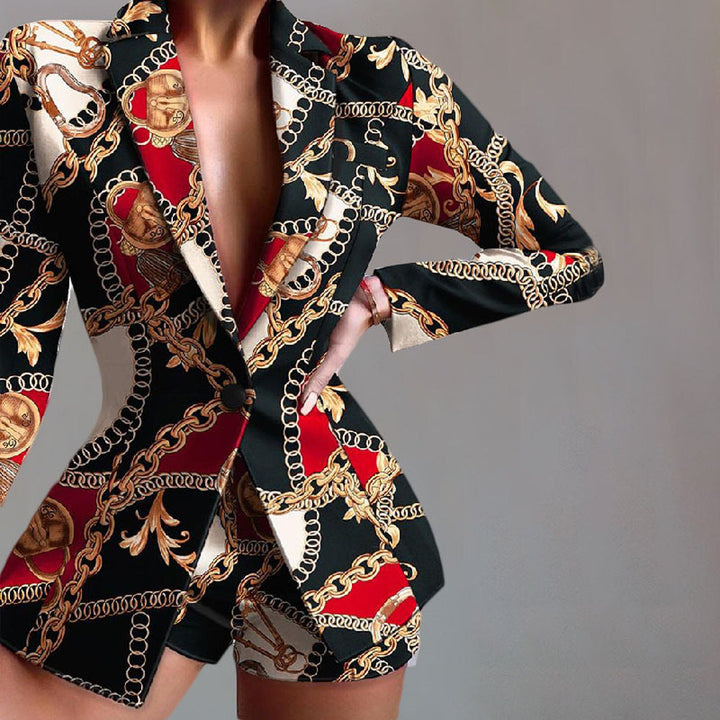 Damer Moded Blazer med leopardmönster och figursydd skärning Mirla-Eva Jonsson