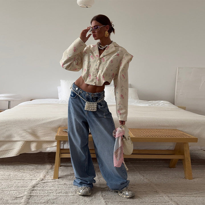 Damer Modekort blus med blommiga mönster och oversize-snitt Mirla-Eva Jonsson
