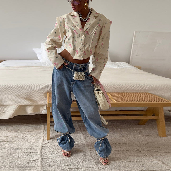 Damer Modekort blus med blommiga mönster och oversize-snitt Mirla-Eva Jonsson