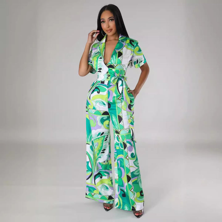 Damer Moderiktig Jumpsuit med djup V-ringning och vida ben Mirla-Eva Jonsson