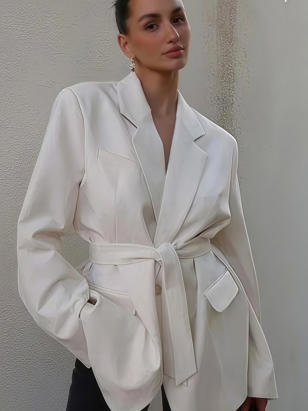 Damer Moderiktig Oversized Blazer med Bälte Eva Jonsson-Eva Jonsson