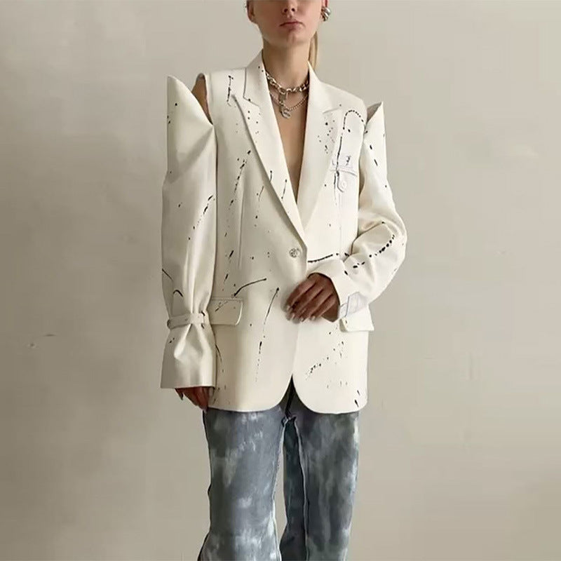 Damer Moderiktig Oversized-Blazer med kreativa accentmönster Eva Jonsson-Eva Jonsson