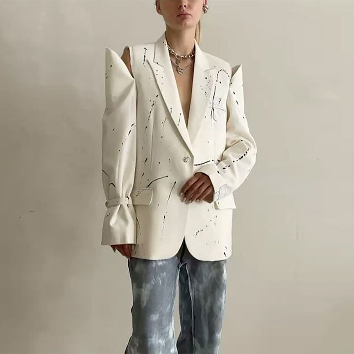 Damer Moderiktig Oversized-Blazer med kreativa accentmönster Eva Jonsson-Eva Jonsson