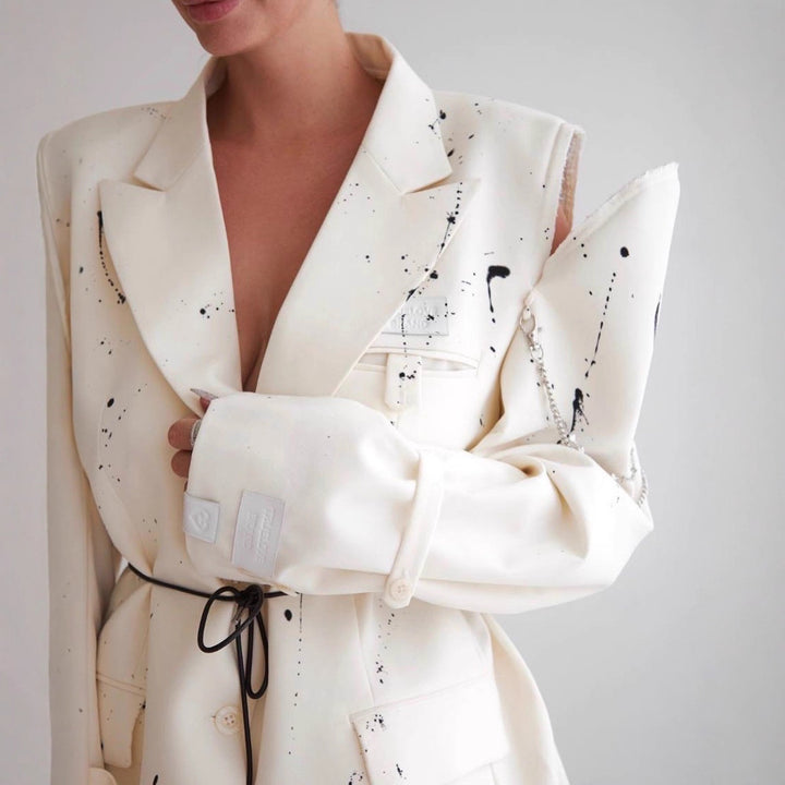 Damer Moderiktig Oversized-Blazer med kreativa accentmönster Eva Jonsson-Eva Jonsson