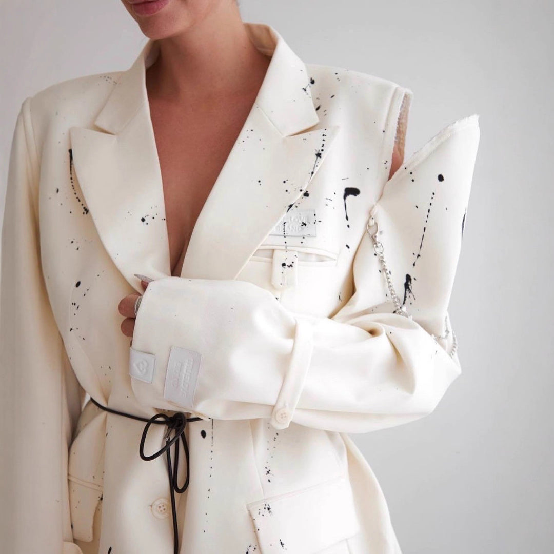 Damer Moderiktig Oversized-Blazer med kreativa accentmönster Eva Jonsson-Eva Jonsson