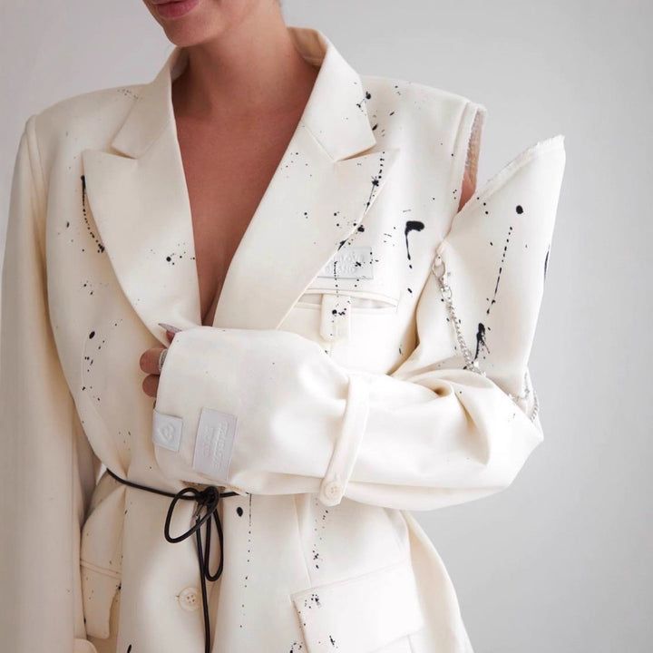Damer Moderiktig Oversized-Blazer med kreativa accentmönster Eva Jonsson-Eva Jonsson