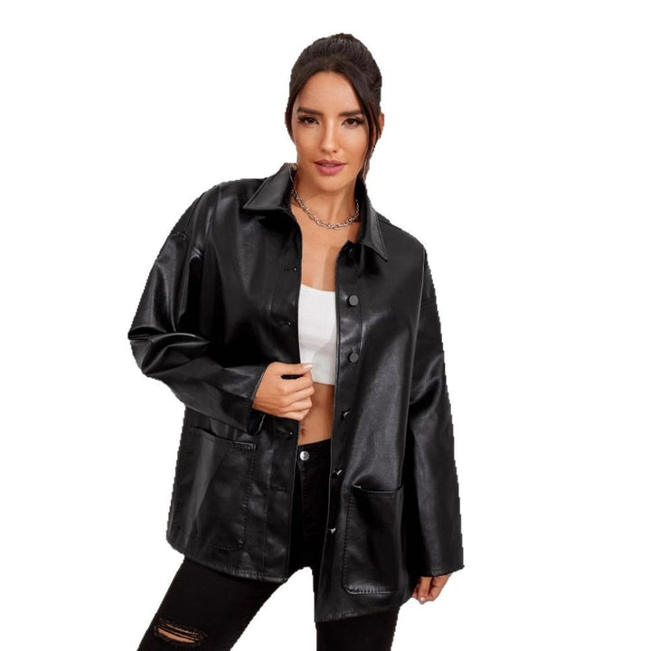 Damer Moderiktig Oversized-Läderjacka Eva Jonsson-Eva Jonsson