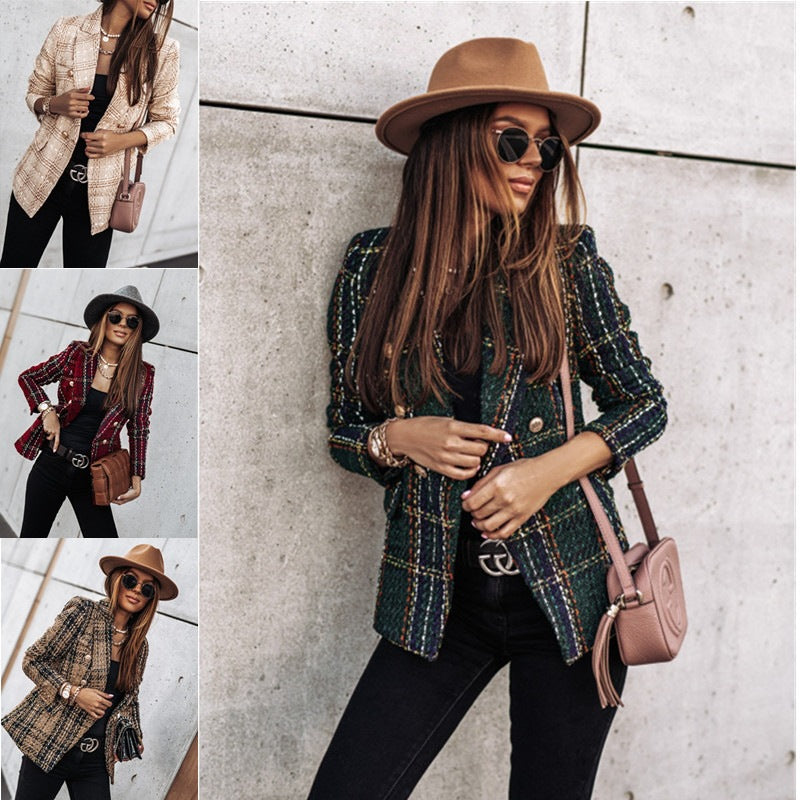Damer Moderiktig Tweed-blazer med dubbel knappslå och strukturerad väv Mirla-Eva Jonsson