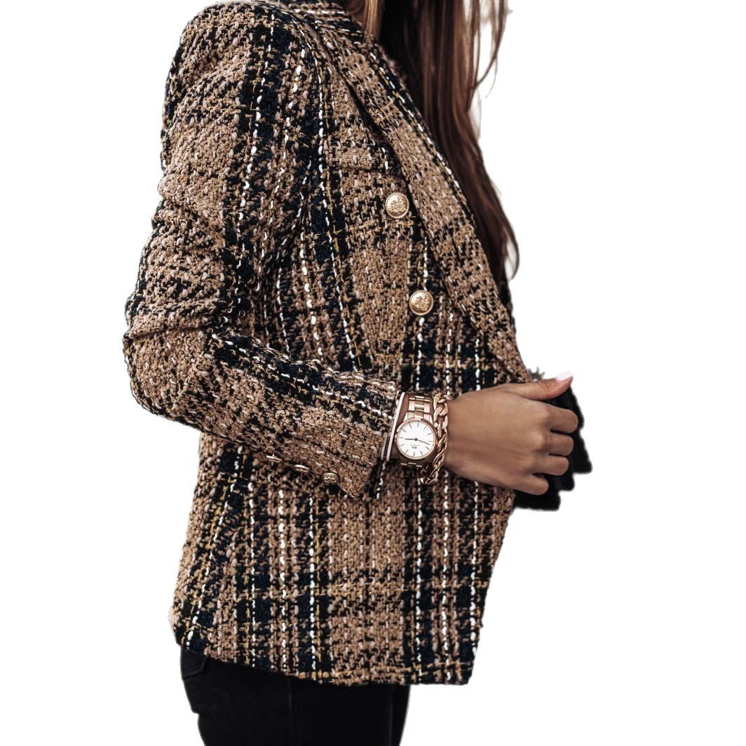 Damer Moderiktig Tweed-blazer med dubbel knappslå och strukturerad väv Mirla-Eva Jonsson