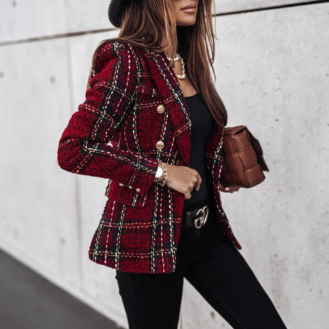 Damer Moderiktig Tweed-blazer med dubbel knappslå och strukturerad väv Mirla-Eva Jonsson