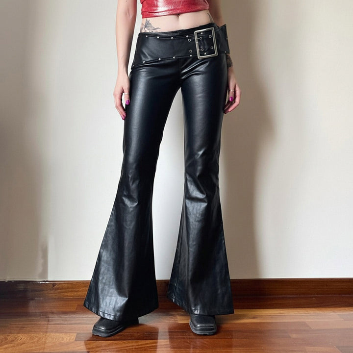 Damer Moderiktig Urtavlehose i konstläder med bred midja Mirla-Eva Jonsson