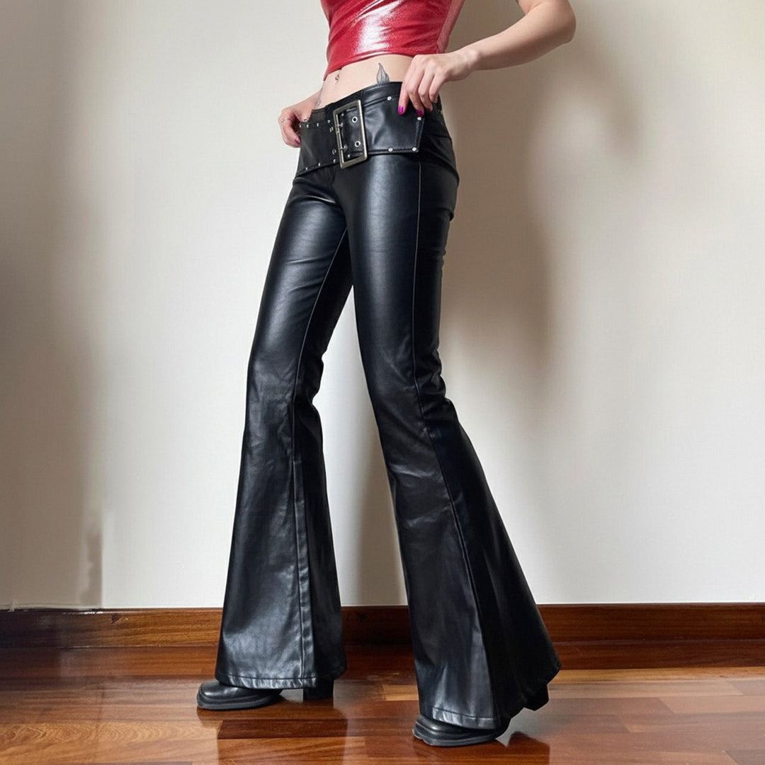 Damer Moderiktig Urtavlehose i konstläder med bred midja Mirla-Eva Jonsson