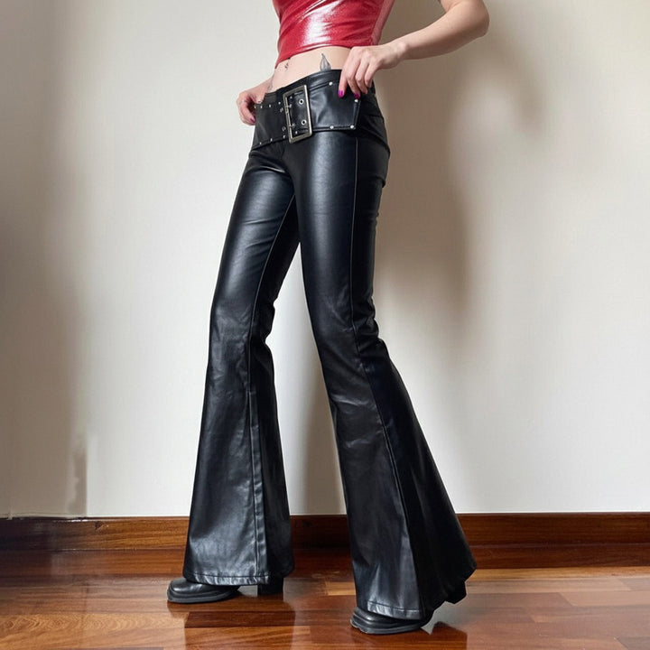 Damer Moderiktig Urtavlehose i konstläder med bred midja Mirla-Eva Jonsson
