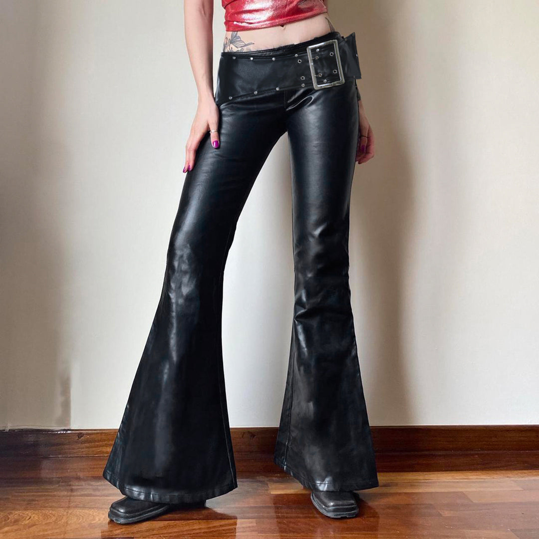 Damer Moderiktig Urtavlehose i konstläder med bred midja Mirla-Eva Jonsson