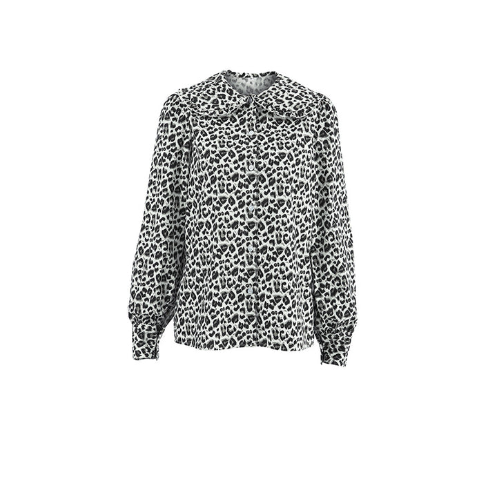 Damer Moderiktigt Blus med Leopardmönster och voluminösa Ärmar Mirla-Eva Jonsson