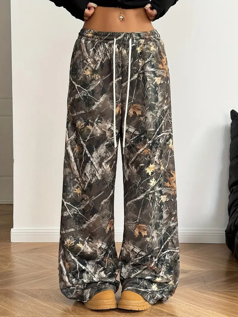 Damer Moderiska Fritidsbyxor med iögonfallande tryck och elastisk midja Mirla-Eva Jonsson