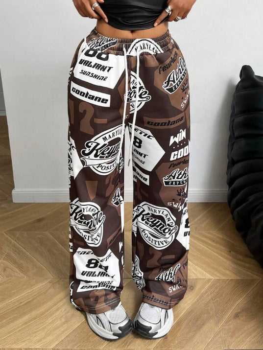 Damer Moderiska Fritidsbyxor med iögonfallande tryck och elastisk midja Mirla-Eva Jonsson