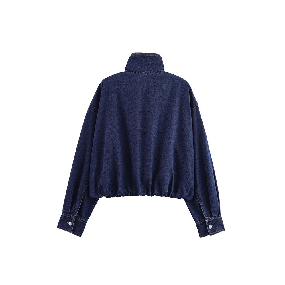 Damer Modern Denim-jacka med uppstående krage och praktiska fickor Mirla-Eva Jonsson
