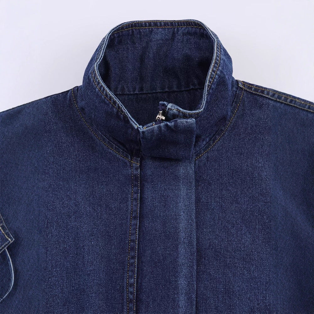 Damer Modern Denim-jacka med uppstående krage och praktiska fickor Mirla-Eva Jonsson