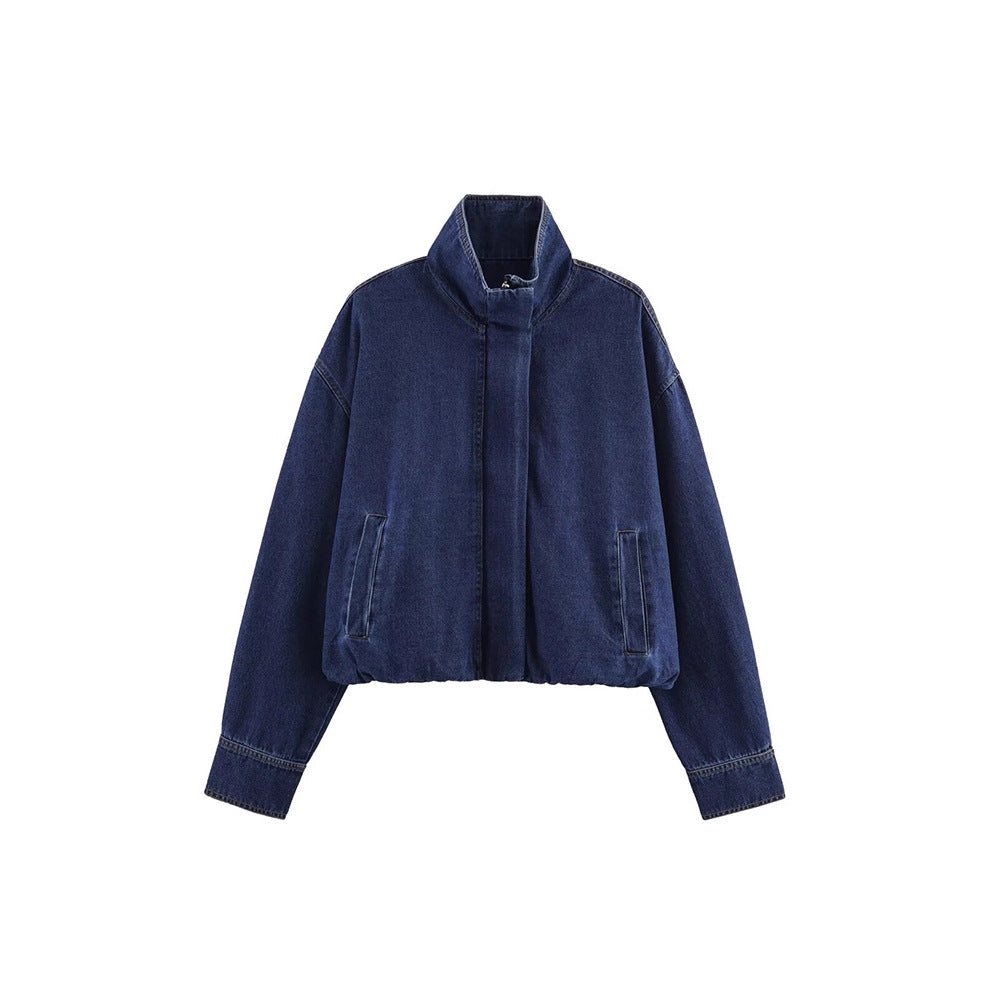 Damer Modern Denim-jacka med uppstående krage och praktiska fickor Mirla-Eva Jonsson