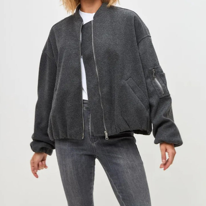 Damer Modern oversized fleecejacka med högt stängd krage och sidofickor Mirla-Eva Jonsson