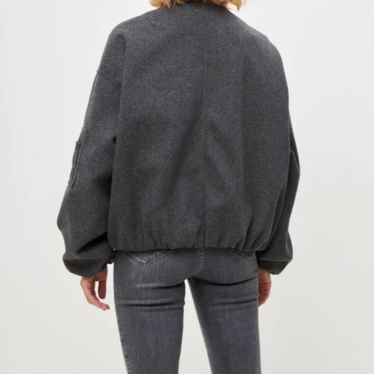 Damer Modern oversized fleecejacka med högt stängd krage och sidofickor Mirla-Eva Jonsson