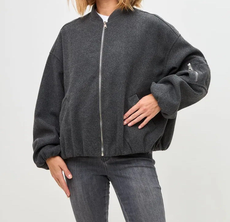 Damer Modern oversized fleecejacka med högt stängd krage och sidofickor Mirla-Eva Jonsson