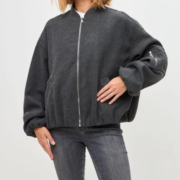Damer Modern oversized fleecejacka med högt stängd krage och sidofickor Mirla-Eva Jonsson