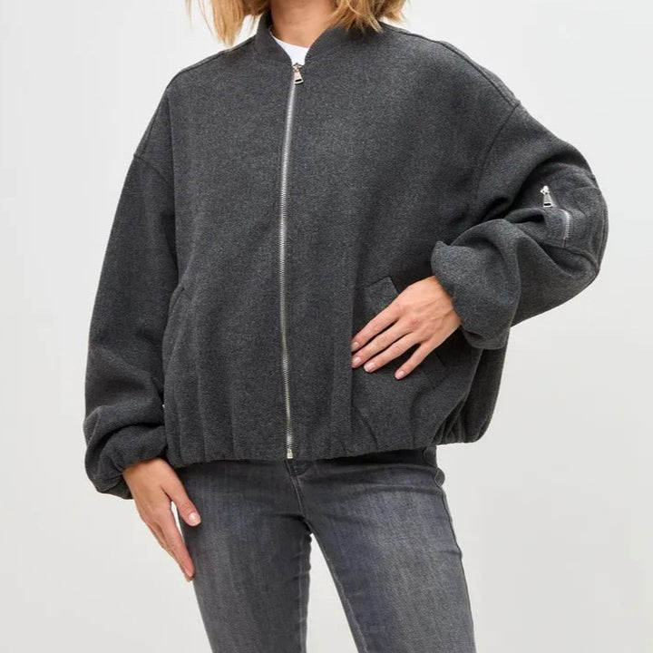 Damer Modern oversized fleecejacka med högt stängd krage och sidofickor Mirla-Eva Jonsson