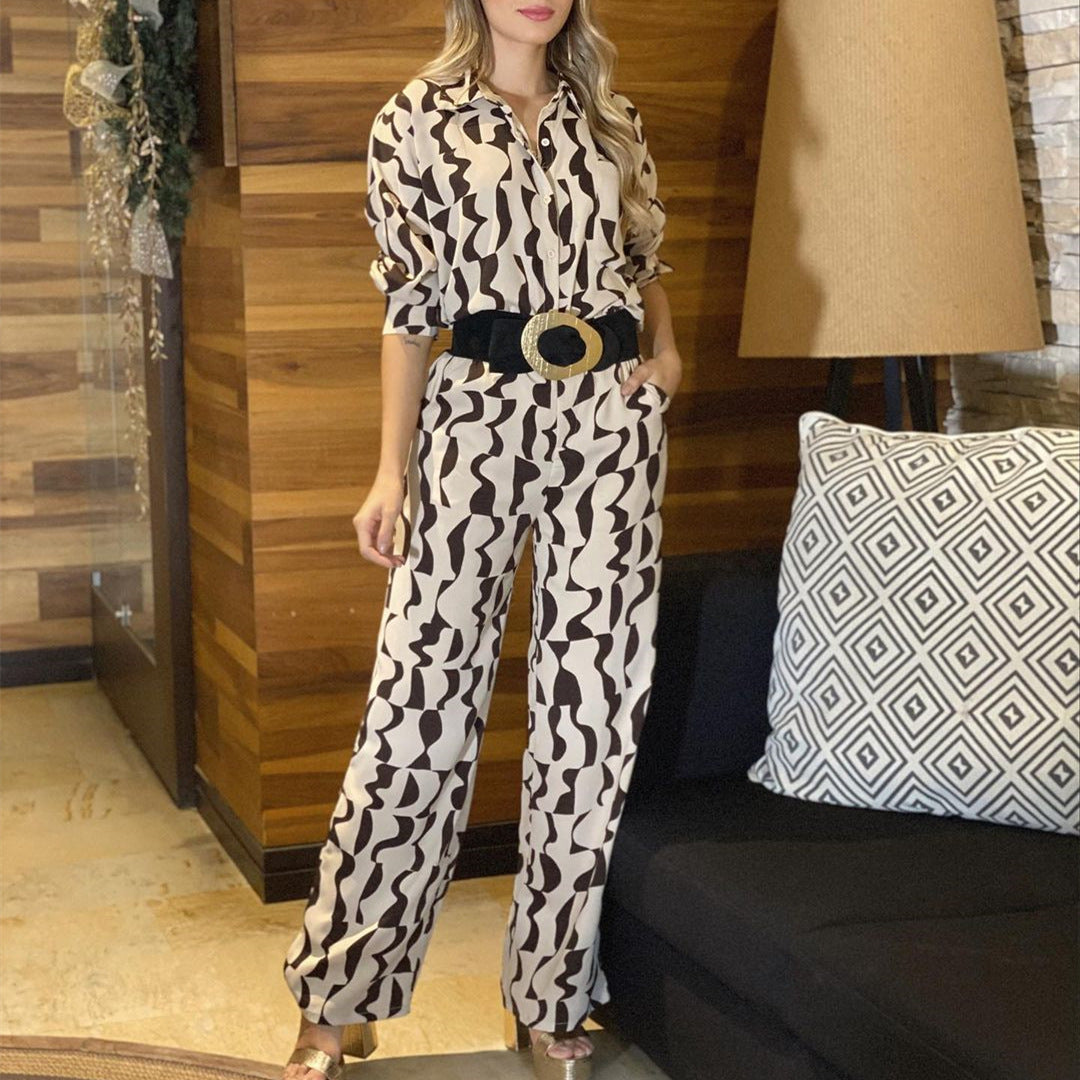 Damer Moderna Blus-byxdress i grafiskt mönster Eva Jonsson-Eva Jonsson