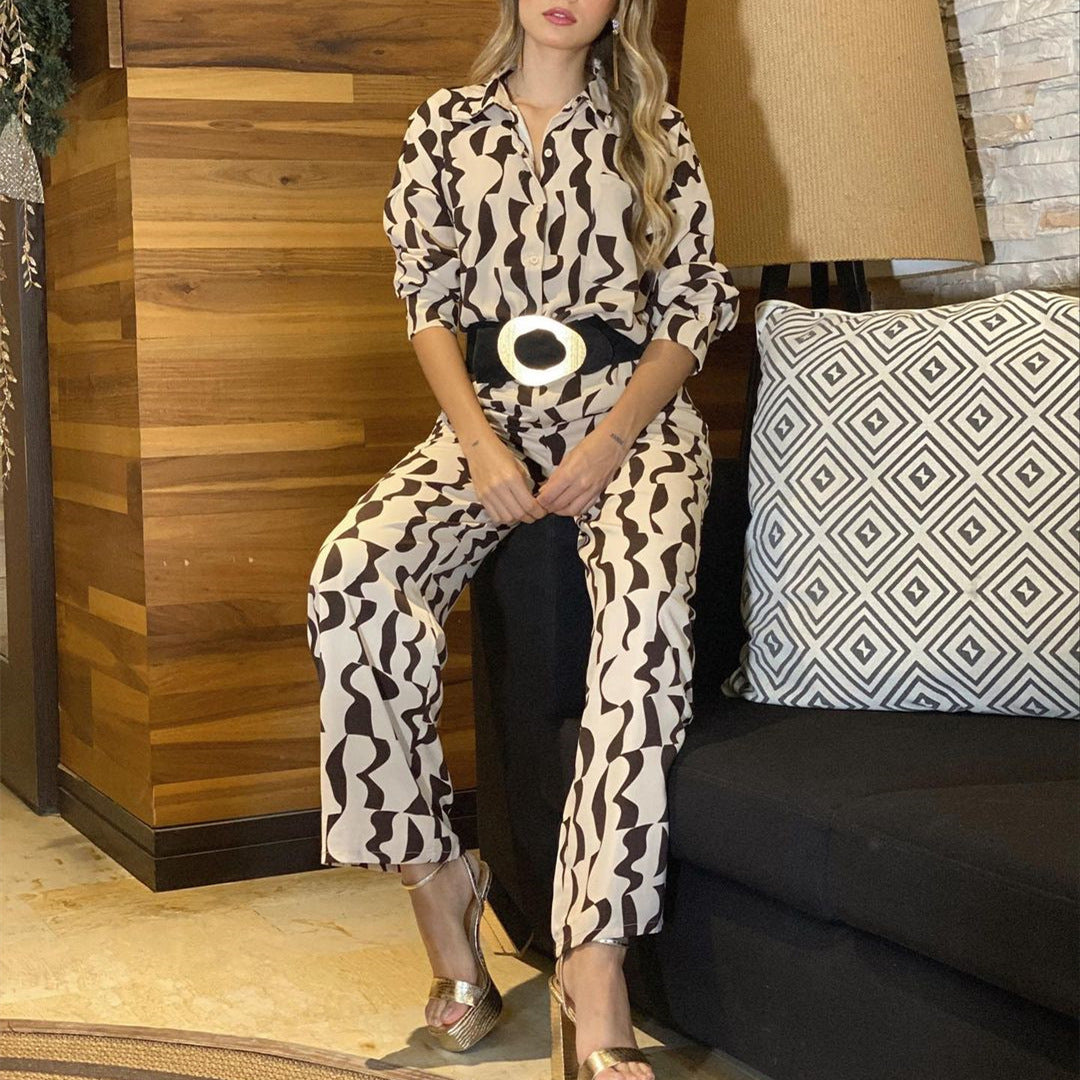 Damer Moderna Blus-byxdress i grafiskt mönster Eva Jonsson-Eva Jonsson