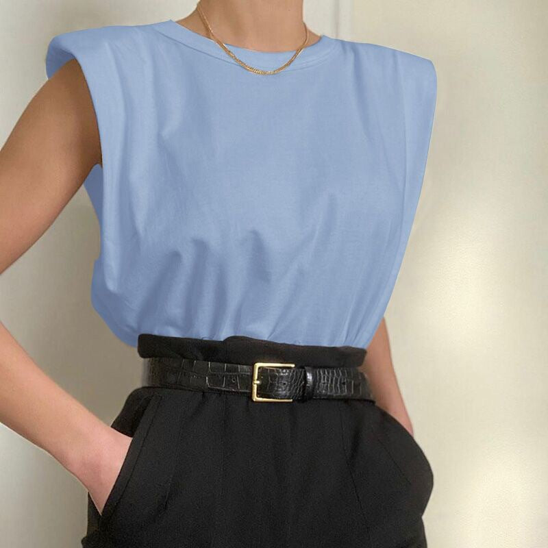 Damer Modernt Basic T-shirt med axelpaddar Mirla-Eva Jonsson