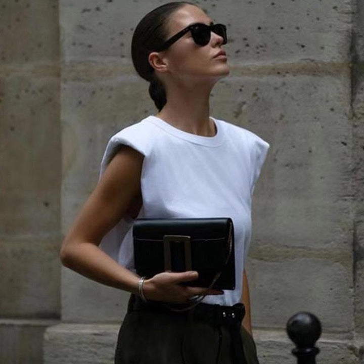 Damer Modernt Basic T-shirt med axelpaddar Mirla-Eva Jonsson