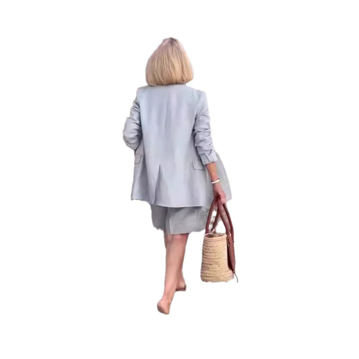 Damer Modernt Blazer-Shorts-Set med dubbel knapprad och elegant passform Eva Jonsson-Eva Jonsson