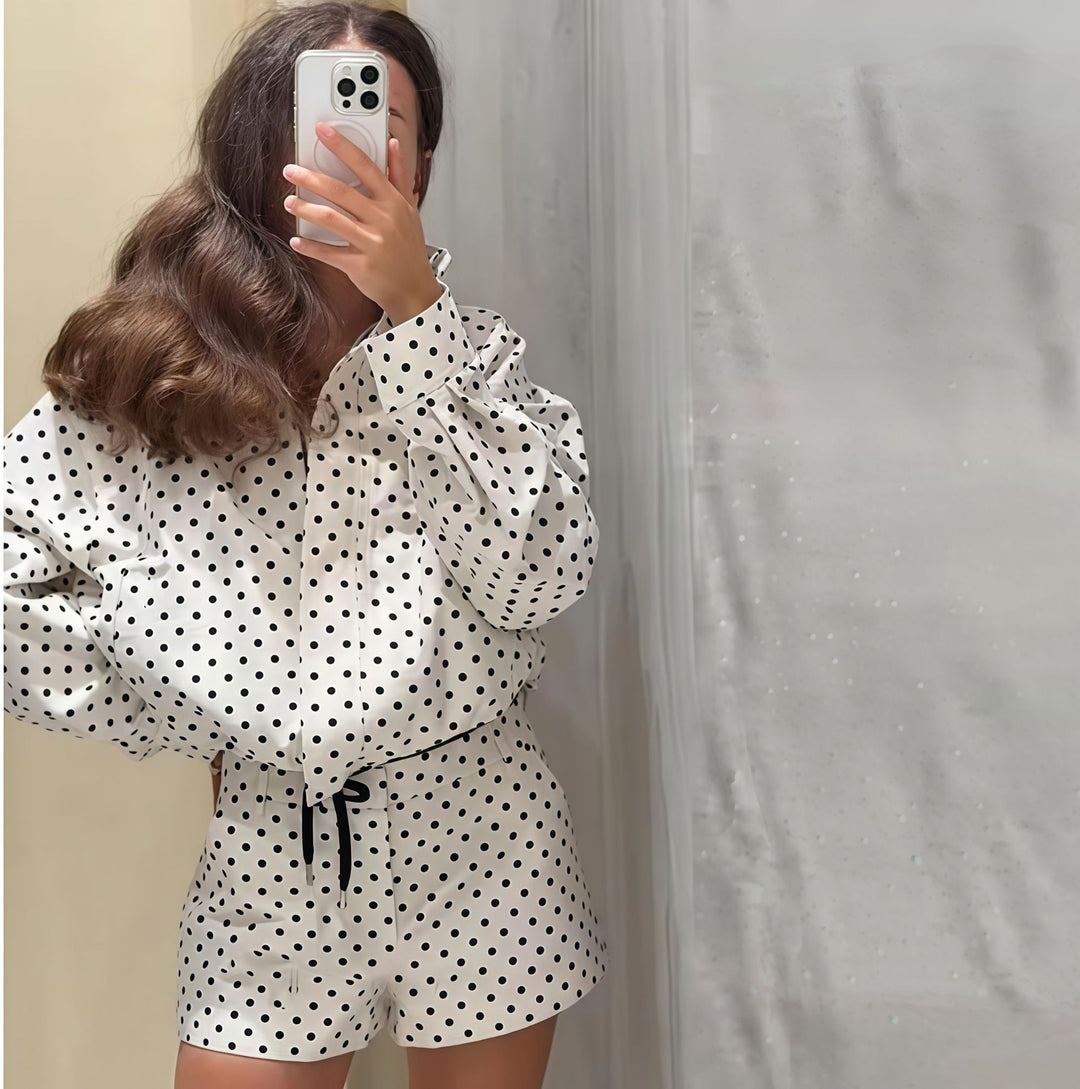 Damer Modernt Blousonjacka med prickigt mönster och avslappnad passform Mirla-Eva Jonsson