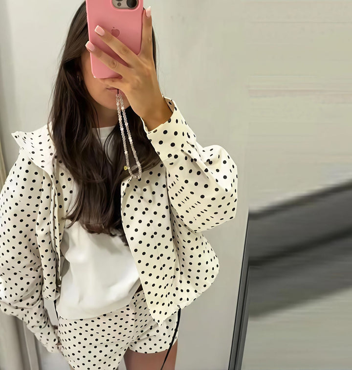 Damer Modernt Blousonjacka med prickigt mönster och avslappnad passform Mirla-Eva Jonsson
