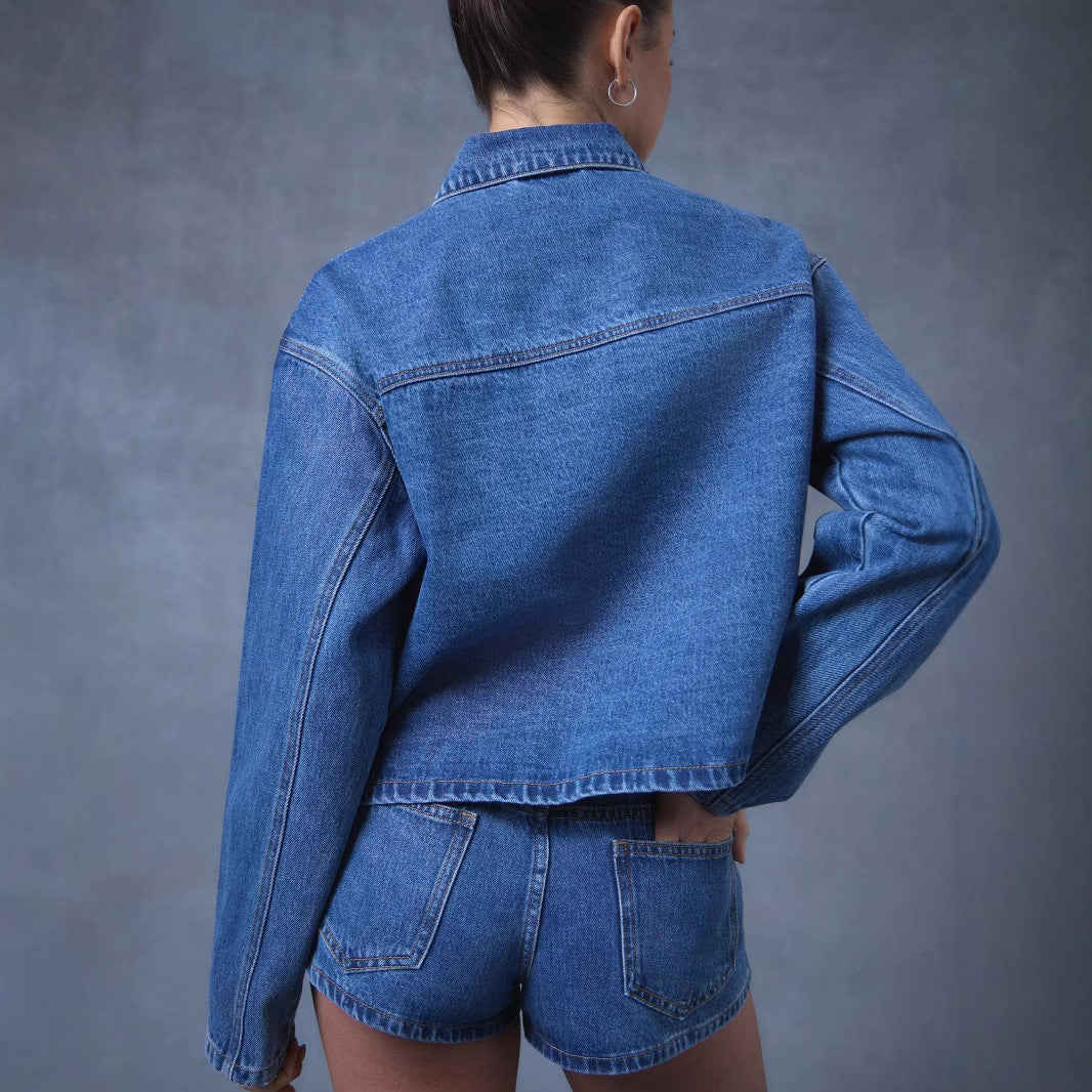 Damer Modernt Denim-jacka med knytbälte Mirla-Eva Jonsson