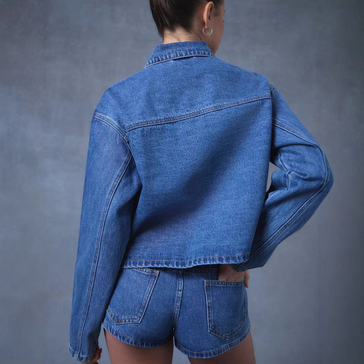 Damer Modernt Denim-jacka med knytbälte Mirla-Eva Jonsson