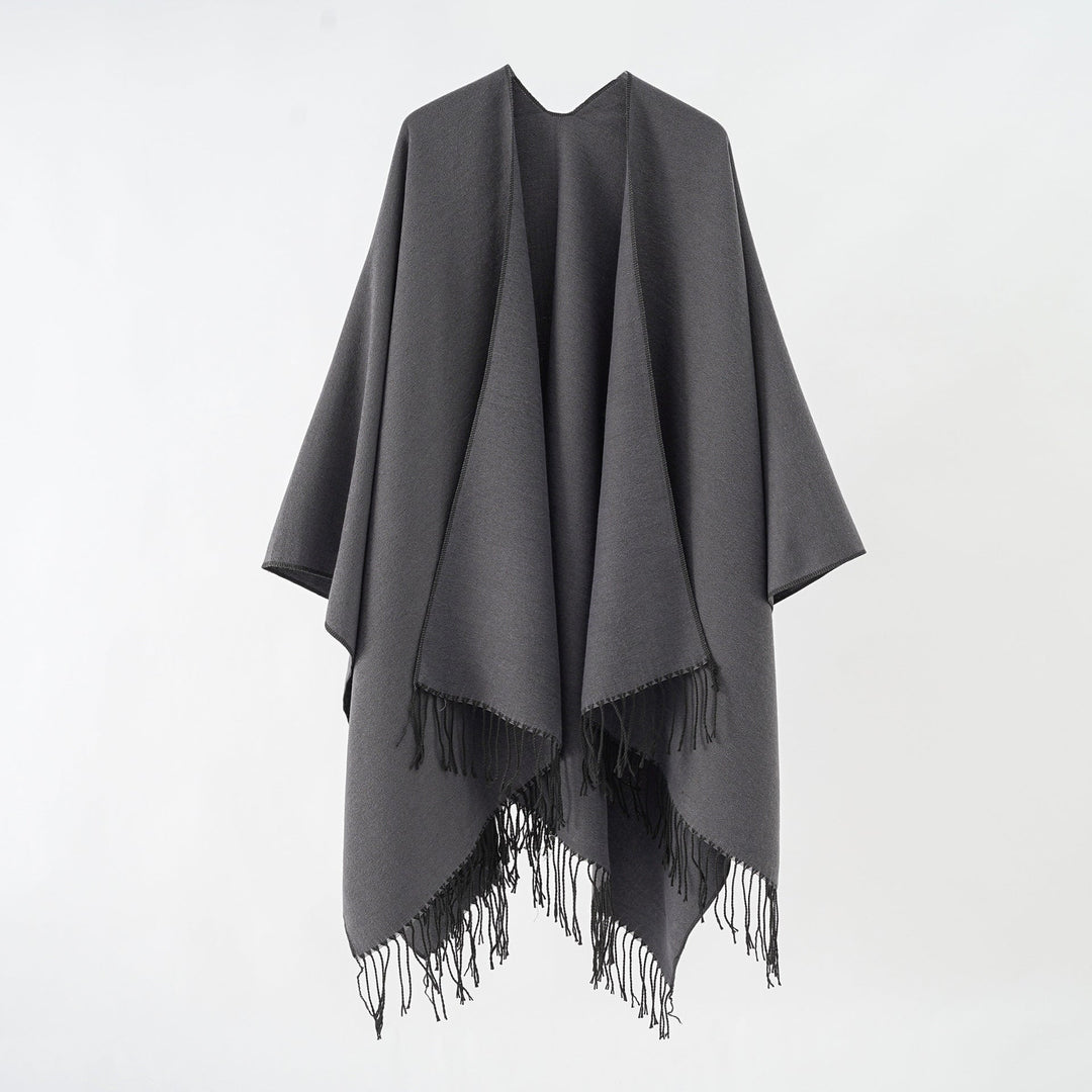 Damer Modernt Fransen-Poncho I Mjukt Material Med Lyxigt Fall Mirla-Eva Jonsson